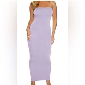 Naked Wardrobe The NW Tube Dress Iris Purple Strapless Crepe Bodycon Size 3X NEW